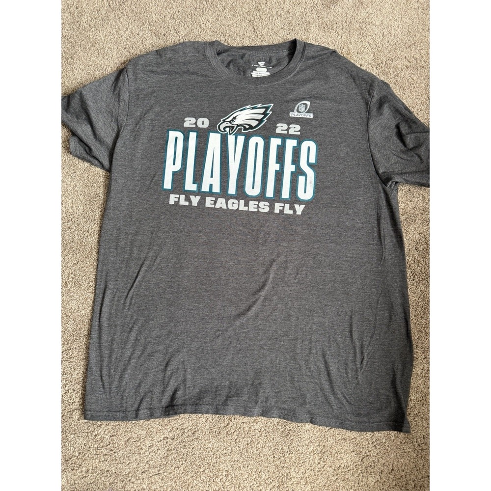Fanatics Philadelphia Eagles 2022 Playoffs Fly Eagles Fly T-Shirt Mens XL Grey